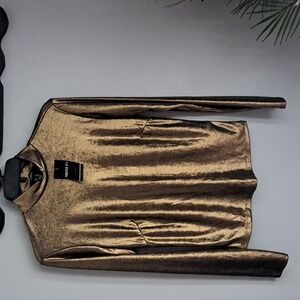 Forever 21 Gold Knit Long Sleeve Top Sz 1X #New PTP:20"-25"